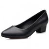 Spring Work Shoes Black Professional Women High Heels Shoes Pumps Low-heeled Leather Office Career Formal Women Shoes