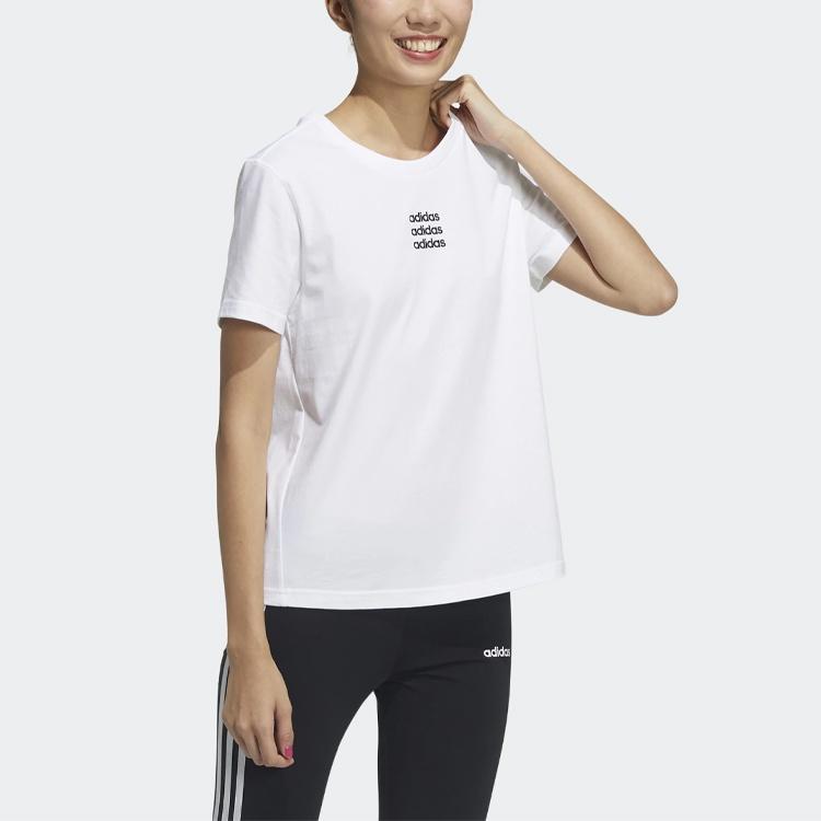 Adidas T Shirts Women's White Crew Neck Moderate Straight Fit GP5580