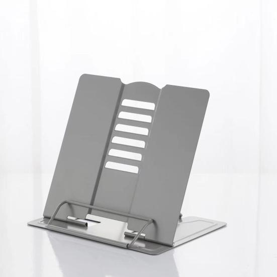 Металлическая подставка для книг, регулируемая по углу наклона, устойчивая поддержка, экономит место, предотвращает боль в шее, складная эргономичная подставка для планшета