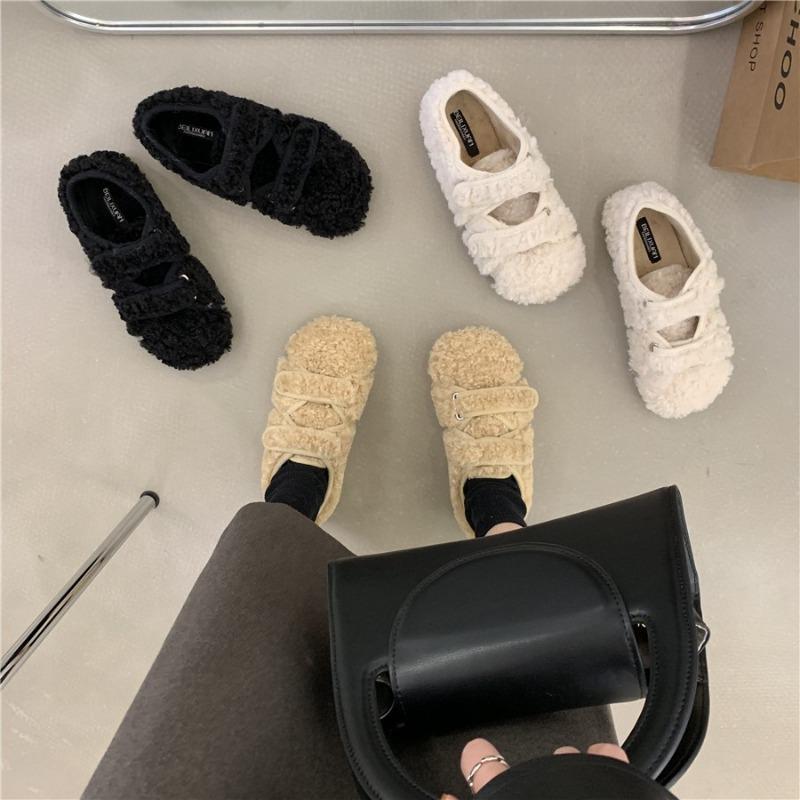 Модные зимние новые туфли на плоской подошве, женские модные туфли с круглым носком из замши и мягкой подошвой, нескользящие, удобные, низкие, шерстяные туфли