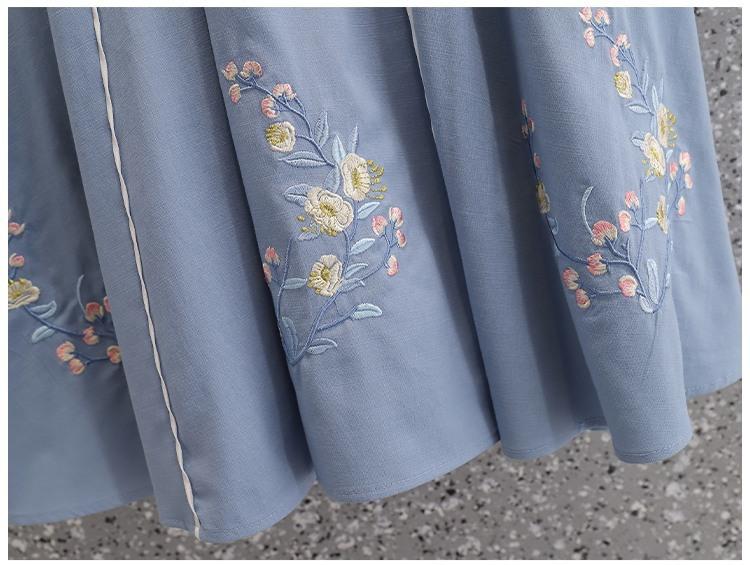 Весенний республиканский женский ханьфу для чайной церемонии: Костюм Танг Приталенный Вышитый Ципао Комплект из двух предметов