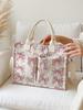 Pink Bow & Polka Dot Print Corduroy Tote Bag Large Capacity Multi Pocket Coquette Commuter Shoulder Bag