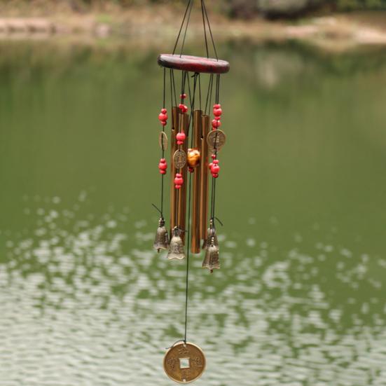Металлические трубы колокольчик орнамент сад медная монета колокольчик балкон висит декор