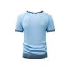 Men's Light Blue Contrast Stripe Trim Crew Neck Raglan Short Sleeve Knit T Shirt