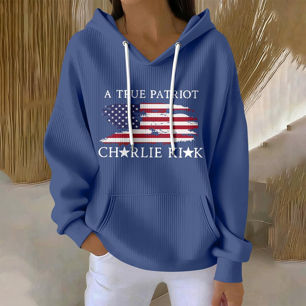 Women's Casual Fashion Print Long Sleeve Hooded Sweatshirt Top