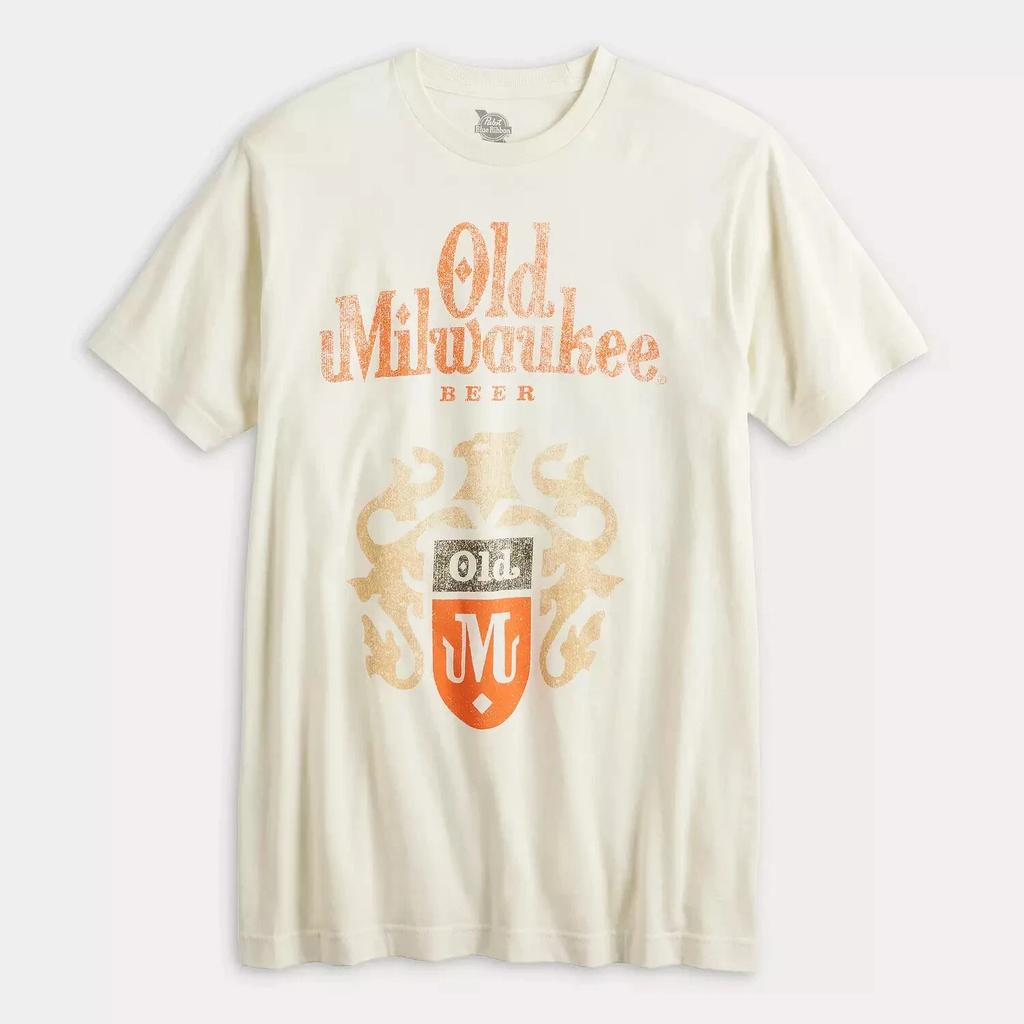 Мужская футболка Old Milwaukee Beer с потертым графическим принтом, кремовая, новая, размеры S, M, L