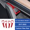 4PCS Real Carbon Fiber For Tesla Model Y Model 3 2017-2022 Car Door Switch Control Panel Trim Sticker Car Interior Accessories