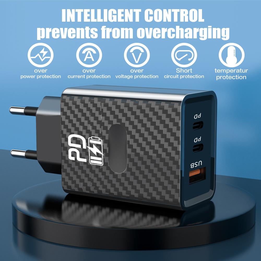 65 Вт быстрое зарядное устройство USB C PD быстрая зарядка QC3.0 Type C телефон зарядное устройство адаптер для iPhone Samsung Xiaomi мобильные телефоны настенные зарядные устройства