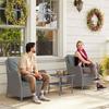 Rattan Garden Chairs Set of 2, Outdoor Rattan Chairs with Cushions, Armrests and High Back, PE Wicker Garden Armchair with Steel Frame for Balcony