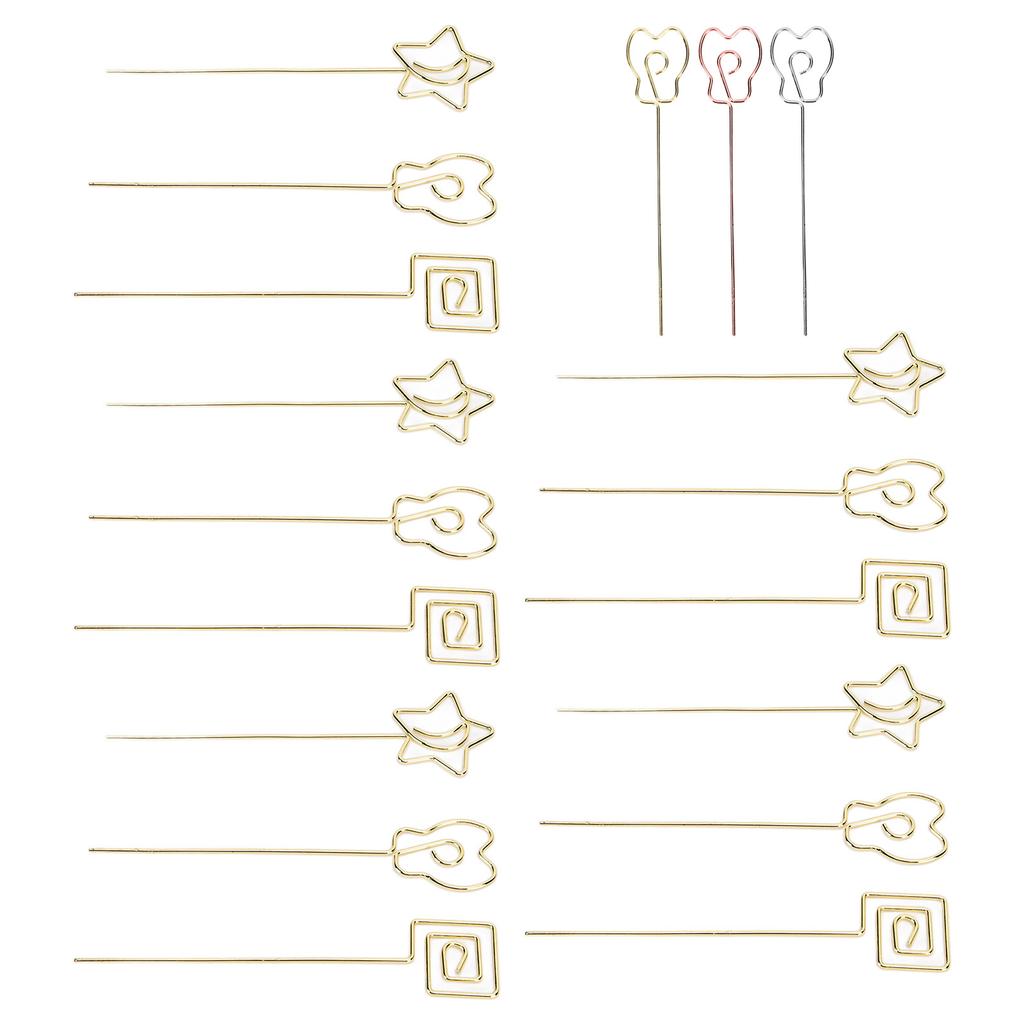 15pcs Table Number Holder Cute Shape Electroplating Process Practical Photo Stand for Office Anniver