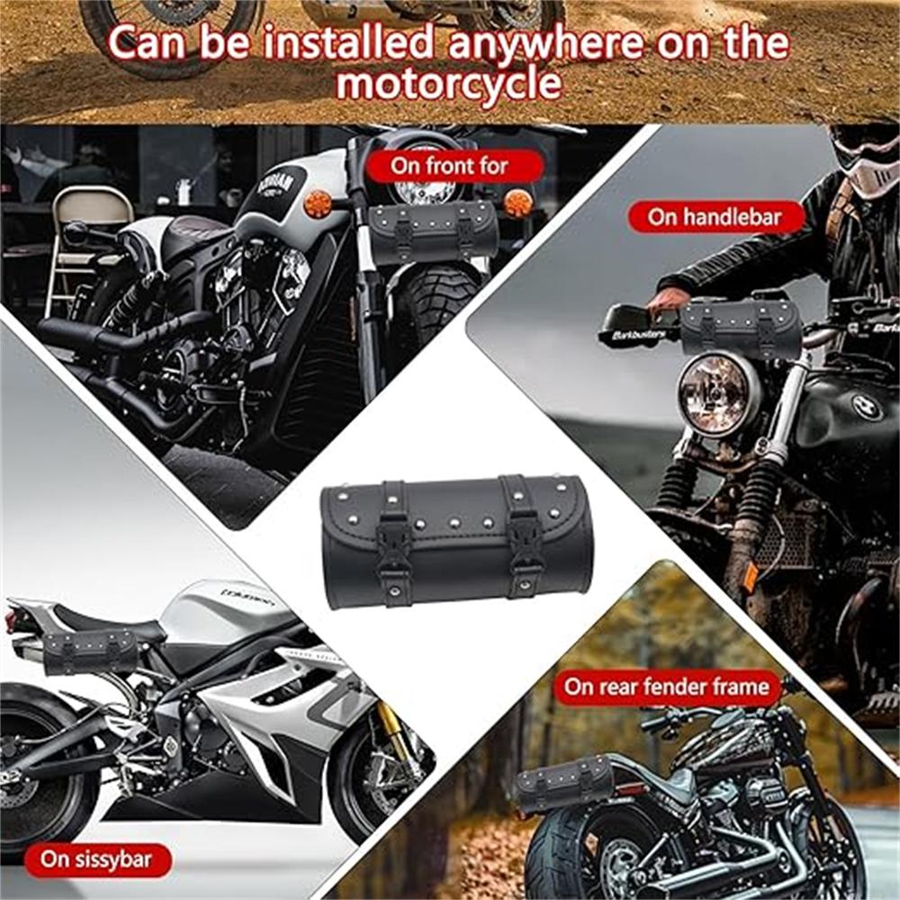 Motorcycle Tool Bag Fork Handlebar Bag Universal Storage Luggage Side Bag Waterproof PU Leather For Harley Touring Softail
