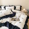 3/4PCS Rose Embroidered Duvet Cover Set (1*Duvet Cover + 2*Pillowcase, Without Core), Princess Style Lace Bedding Sheet Sets