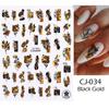 3D Flowers Leaves Nail Stickers Decals Gold Black Bronzing Flowers Gradient Adhesive Sticker Nail Design Art Decorations