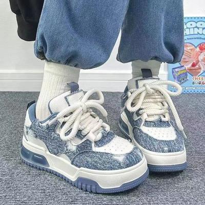 Женская модная обувь на толстой платформе, новинка четырех сезонов, корейское издание, универсальные противоскользящие туфли для досок, уличная спортивная повседневная обувь