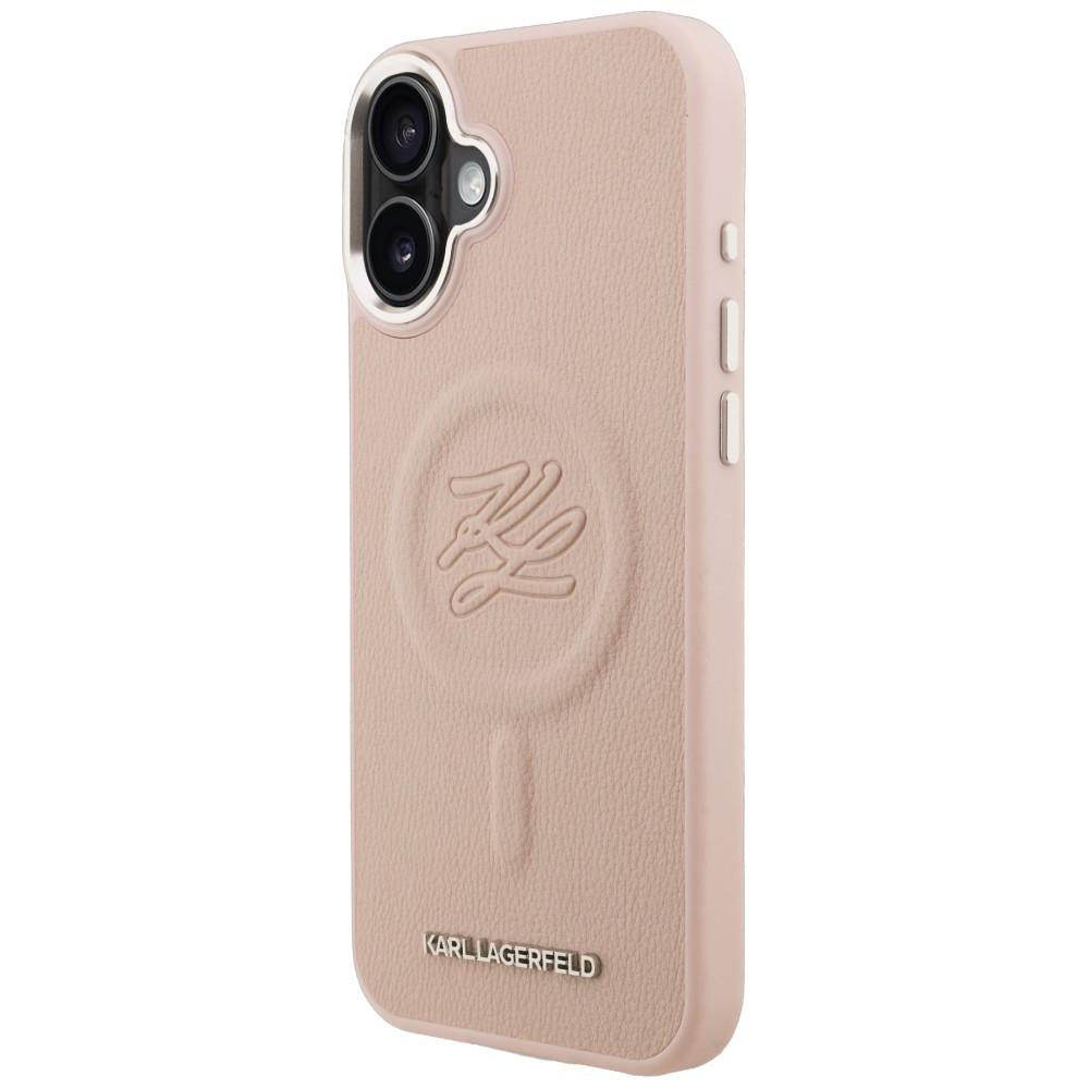 Karl Lagerfeld Initial & Metal Logo MagSafe Case for iPhone 16 Plus Pink