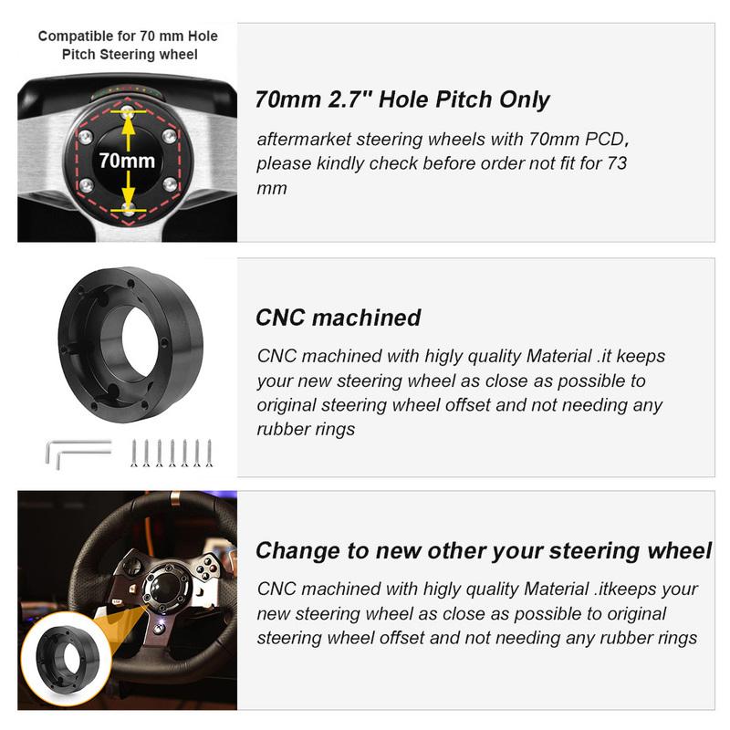 For Logitech G29 G920 G923 70mm Adapter Plate Hub Boss For 13Inch Steering Wheel PCD Racing Car Game Aluminum Modification