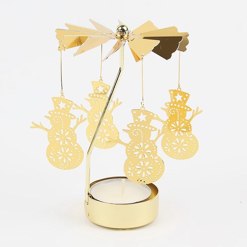 Gol2026 Christmas Tree Snowman Santa Birthday Angel Fairy Spinning Rotating Carousel Candle Holder Tealight Drop Shipping