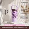 Leopard Print Insulated Water Bottle With Large Capacity And Straw For Girls And Women