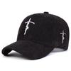 Baseball Corduroy Stitching Embroidered Cross Lettering Alphabet Neutral Gender Women  Men For Caps Spring And Autumn Outdoor Adjustable Casual