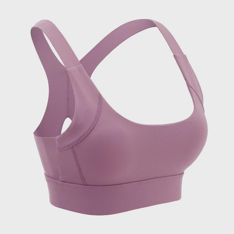 Женский бесшовный спортивный бюстгальтер с накладкой на грудь: Противопровисающая, ударопрочная, сборчатая конструкция для бега и фитнеса