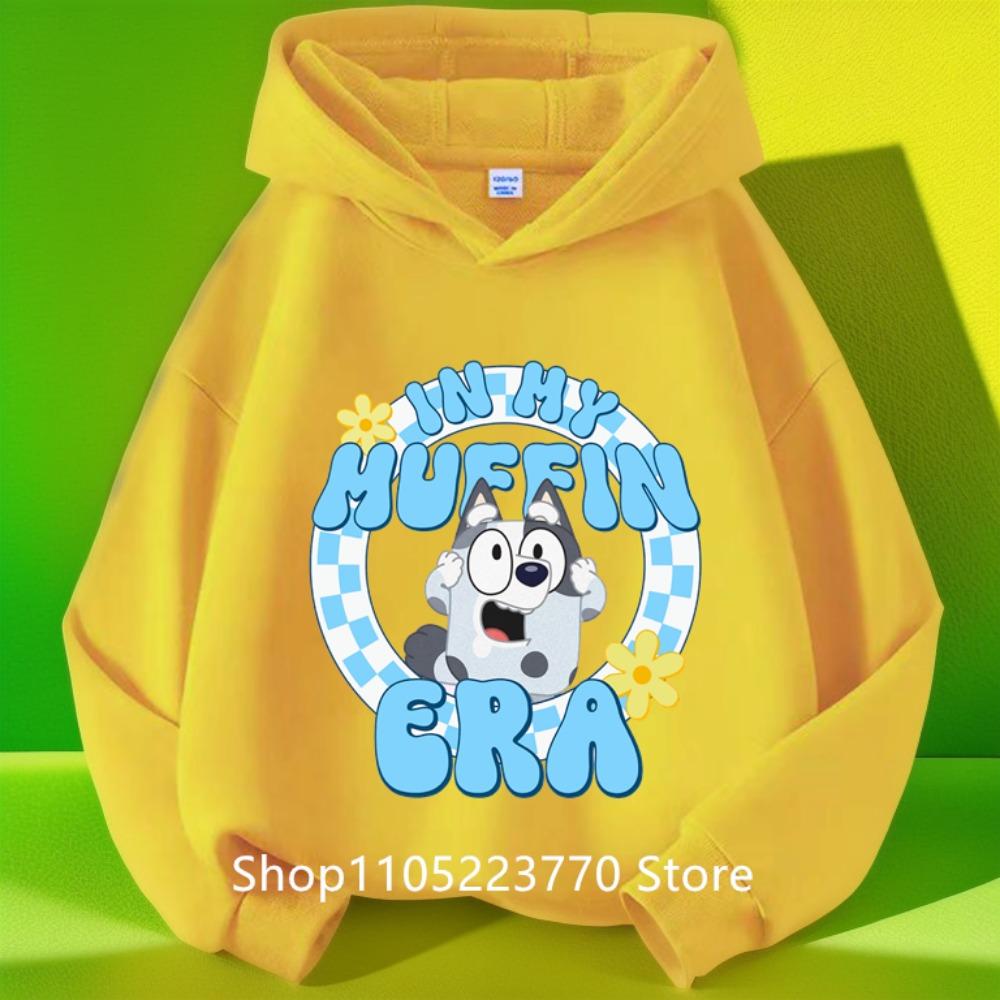 Детская толстовка с капюшоном Bluey, осенне-зимняя, теплая, мягкая, пуловер, удобный повседневный топ для детей
