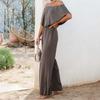 Spring Summer Red Black Blue Off Shoulder Fashion Elegant Casual Wide Leg Jumpsuit for Women