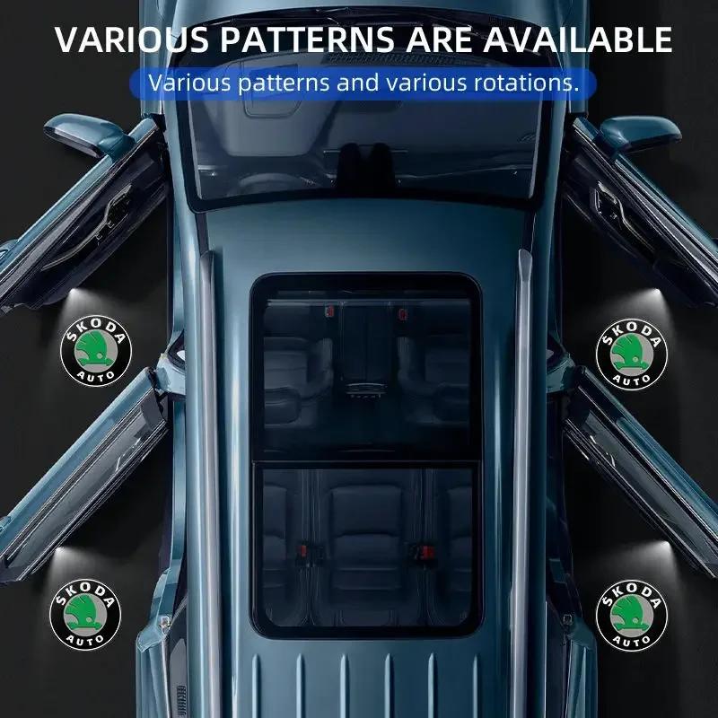 2025 Новый 1/2 шт. Светодиодная HD-лампа-проектор тени «Добро пожаловать» для двери автомобиля, логотип, свет для Skoda Octavia Rapid Kodiaq Karoq Superb Fa