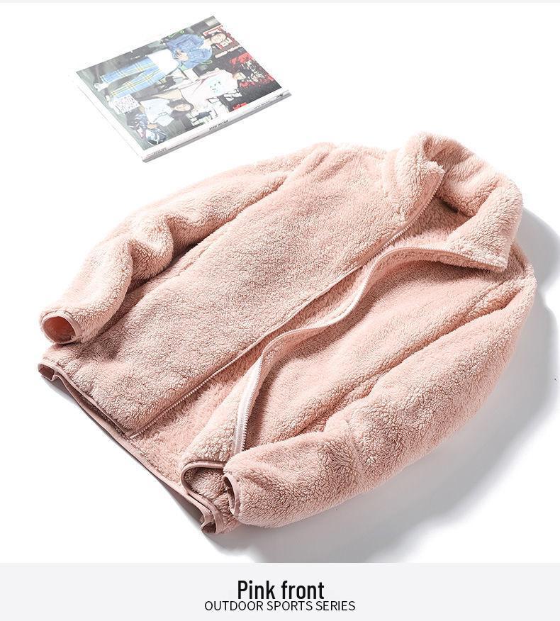 Women's Double-Sided Fleece Jacket - Plus-Size, Thick Velvet, Warm High Collar, Loose Fit, Autumn/Winter Polar Fleece Cardigan.