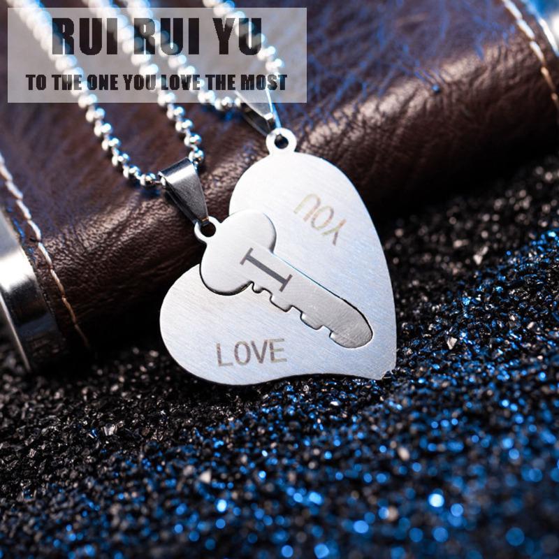 RUI RUI YU комплект ожерелья для пар с гравировкой «я люблю тебя сердце ключ» парные подвески ювелирные изделия из титановой стали