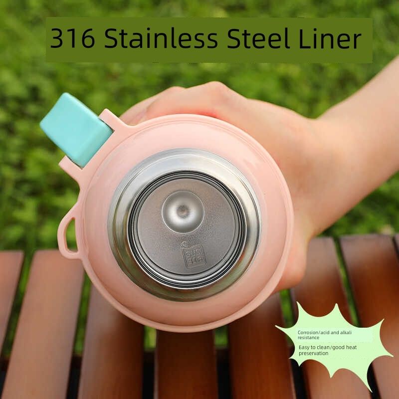 Large-Capacity Thermos Cup, Good-Looking Portable Water Cup for Girls, 316 Stainless Steel Outdoor Travel Pot with Lid, 800ml