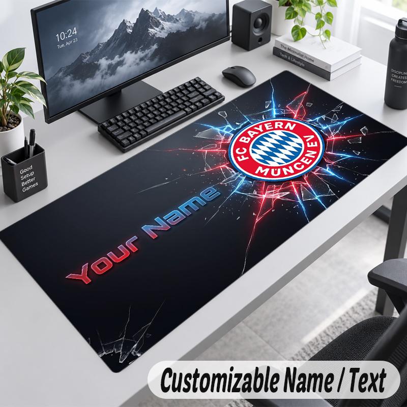 Custom Name Text Mouse Pad Bayern Munich Personalized Desk Pad For Work And Gaming