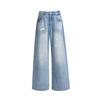 Light blue ink splashing straight jeans women's summer thin American retro loose and thin wide-leg pants