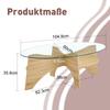 Oval Coffee Table Safety Glass – 104.9x60cm. Table Frame with Light-Colored, Arranged Compartment Elements and Integrated Storage Function.