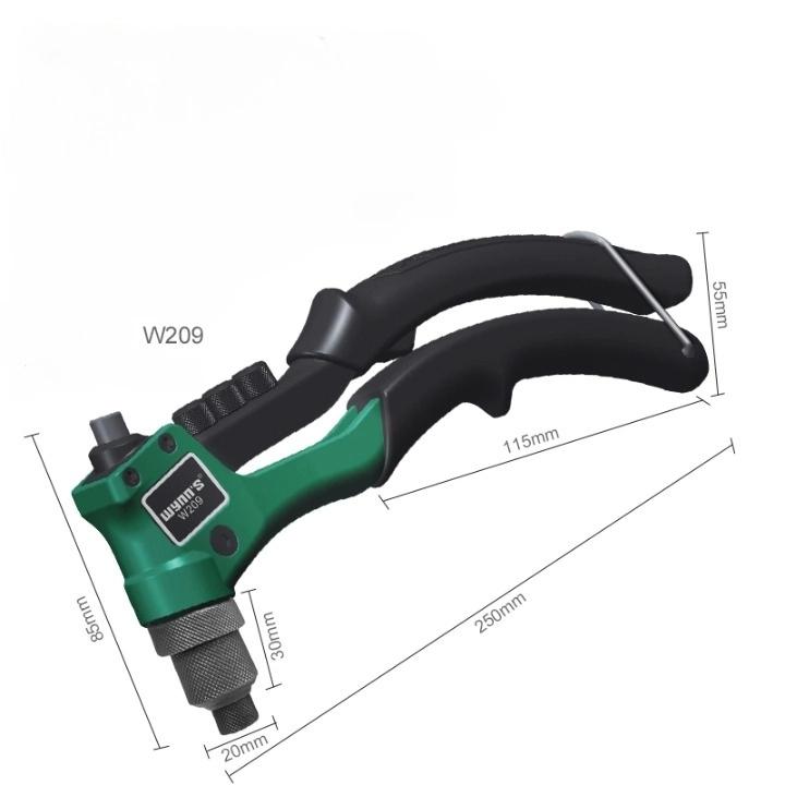 Набор ручных заклепочных пистолетов с 16 размерами головок заклепок, сверхпрочный одноручный заклепочный инструмент для металла, пластика и кожи