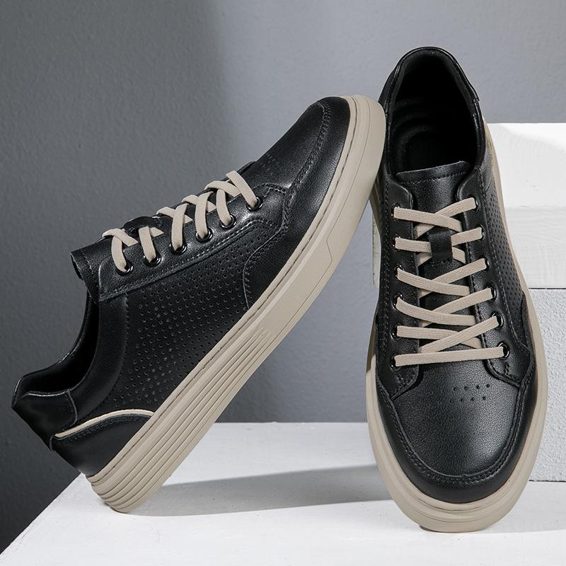 Мужская повседневная обувь из натуральной кожи, легкая мужская обувь для скейтбординга, дышащие туфли на плоской подошве, мужские кроссовки с открытыми ступнями Traveltenis Masculino