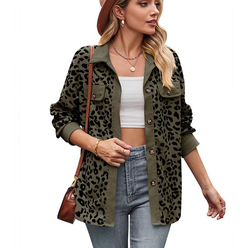 Весенне-осенняя женская куртка с леопардовым принтом и длинными рукавами, рубашка-куртка, женская