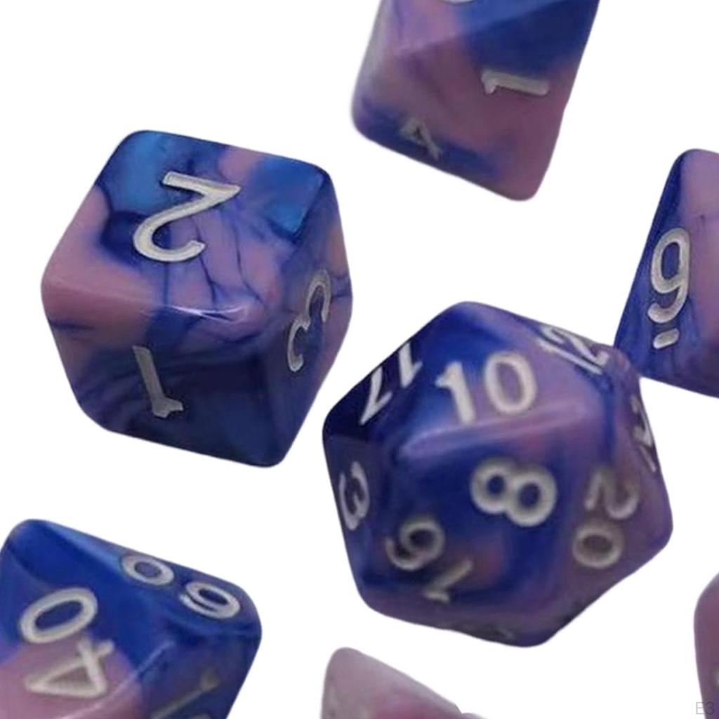 7 Штук Акриловые Многогранные Кубики d6 d4 D8 D10 D12 D20 Подарки Настольная Игра Реквизит Прочные для Ролевых