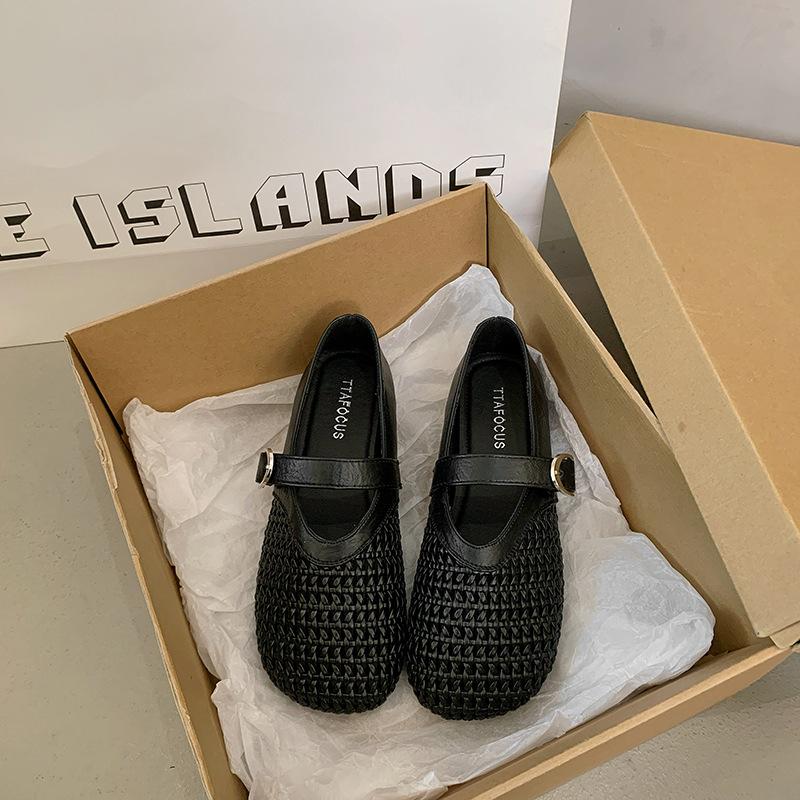 Повседневная универсальная сумка, тапочки с открытой пяткой, уличная обувь, женская обувь 2025, новая летняя, полая, дышащая, на плоской подошве, одинарная обувь