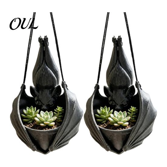 Artistic Hanging Plant Container Bat Shaped Planter, Gothic Pot for Indoor Outdoor Garden Dark Aesthetic Home Decor Accessories Wall Decor,