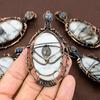 Natural Dendrite Opal, Labradorite Gemstone Copper Wire Wrap Pendant 2.96" w5K80