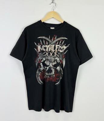 Metal Fest 2008 Rock Band Tour T-shirt Men’s Size L Black Top Skull Short Sleeve Unisex T-Shirt