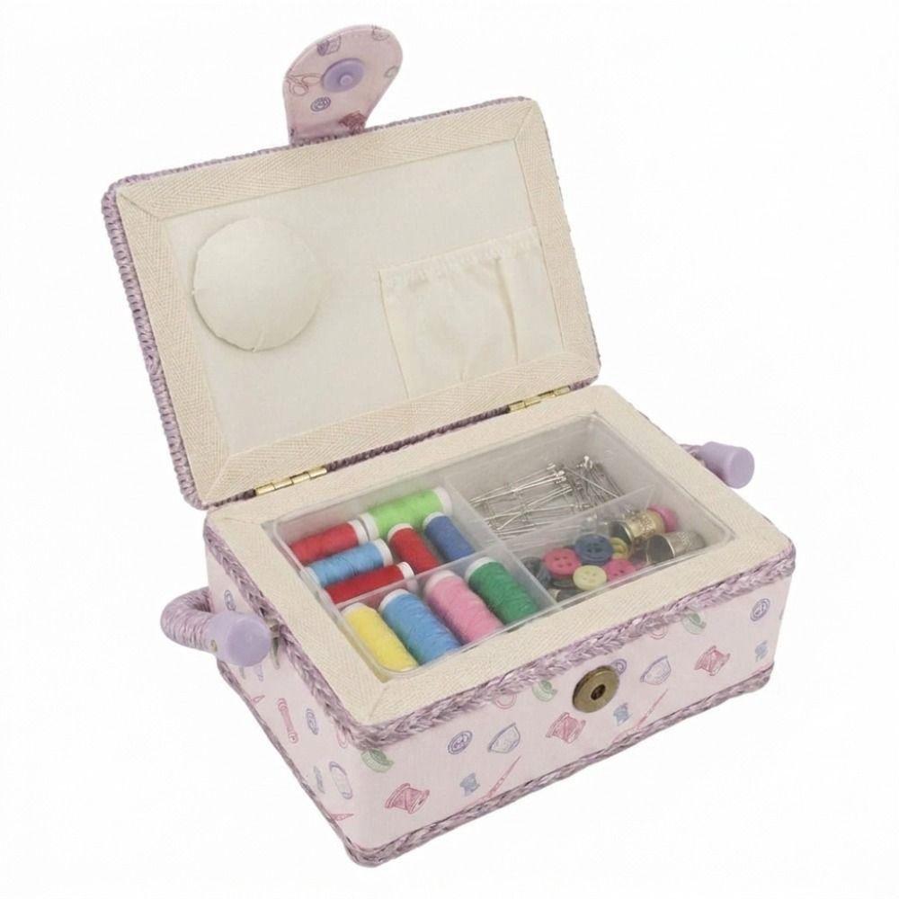 Print Design Sewing Box Large Capacity Sewing Kit Tools Stylish Sewing Basket Household Storage