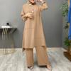 Ramadan Two Piece Sets Shirt Dress Pants Women Muslim Sets Shirt Blouse Musulman Ensembles Moroccan Kaftan Dress