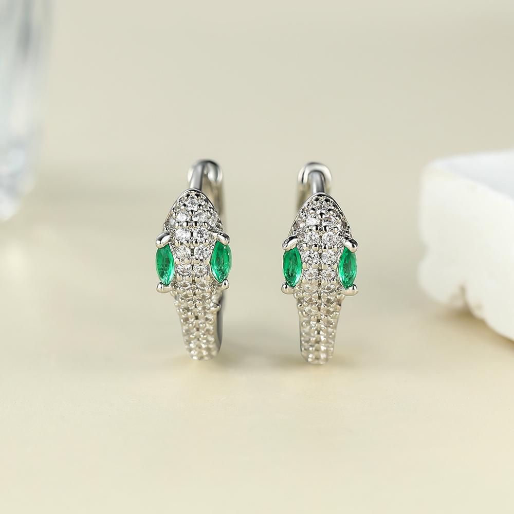 Модные и креативные сережки в форме змеи с зеленым цирконием, пряжки для ушей для мужчин и женщин, новые ювелирные изделия с пряжкой для ушей