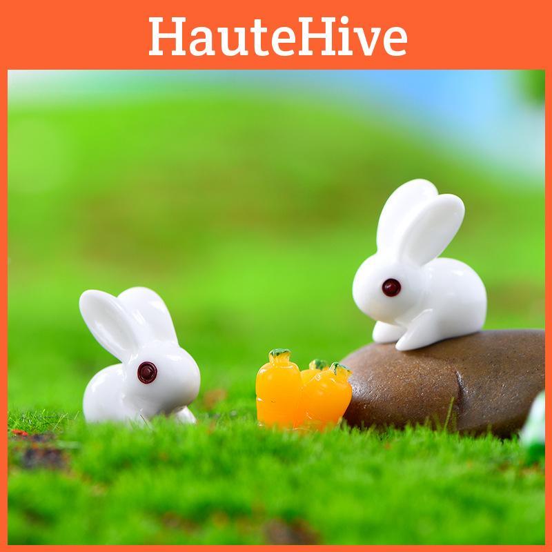 Cute Cartoon-style Red And White Rabbit Ornaments For Diy Mini Scenery Projects