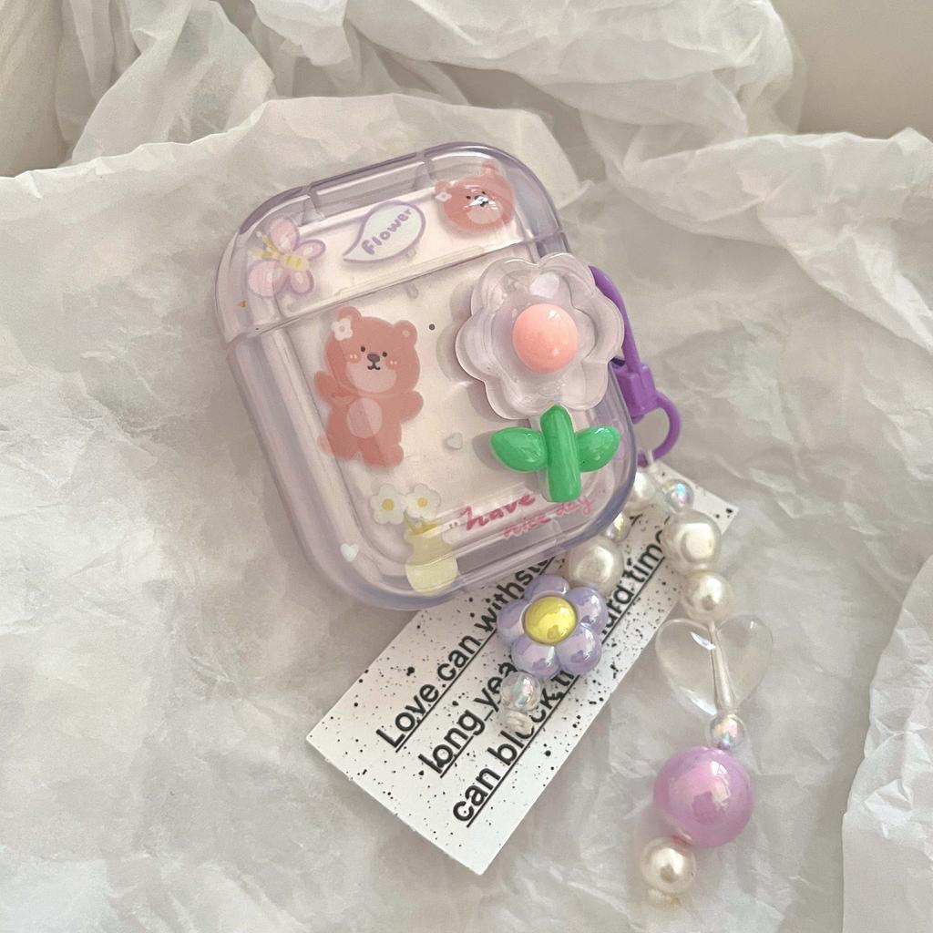 Релиф 3d цветок милый медведь бабочка Ins брелок мультфильм Imd чехол для наушников для Apple Airpod 1 2 Pro 3 2nd зарядное устройство Капа