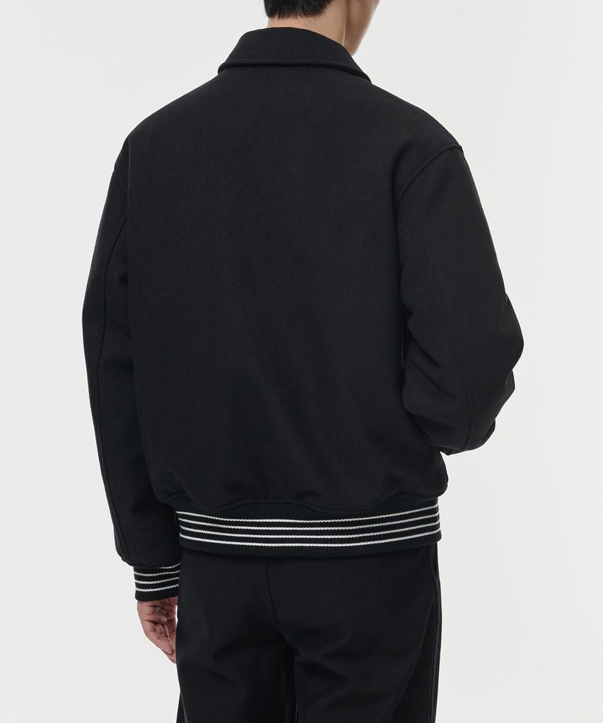 Musinsa Standard Wool Blend Collared Varsity Jacket [Black]