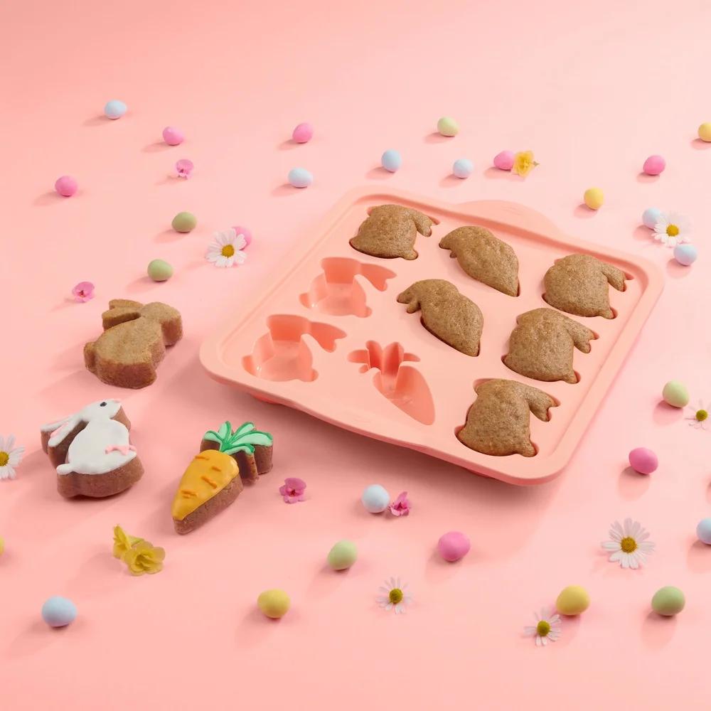 Розовая форма для маффинов на Пасху Прочный структурированный силикон Форма на 9 ячеек 2 штуки