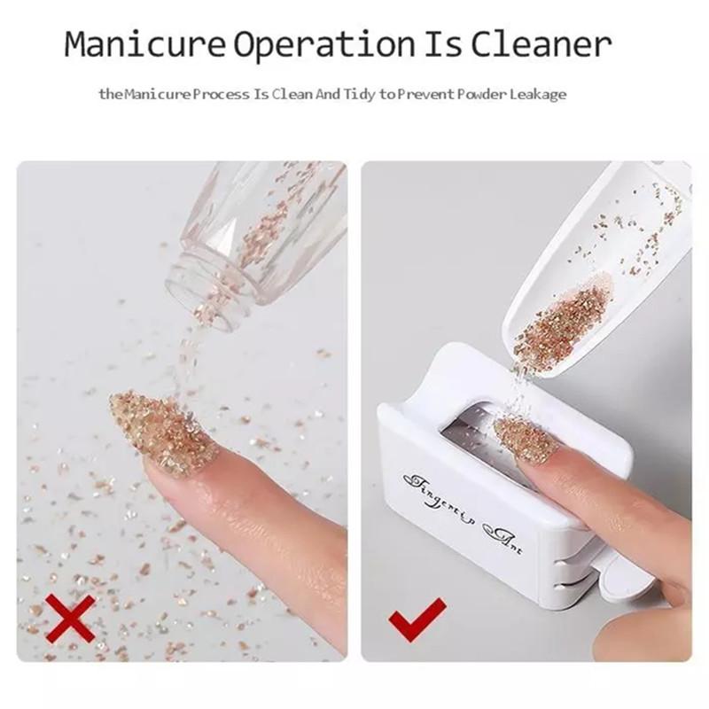Профессиональный белый ABS двухслойный ящик для блестящей пудры, переработанный ящик для хранения порошка для ногтей, портативный контейнер для инфильтрационного порошка, инструмент для ногтей