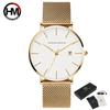 Hannah Martin Classic Bauhaus Design Men Watch Dark Blue Japan Quartz Waterproof Fashion Business Calendar Ultra Thin Watches